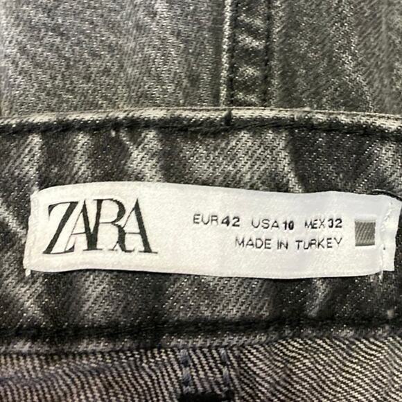 Zara Women's Black High Waisted Straight Wide Leg Denim Jeans Pants Size 10 - Picture 4 of 5